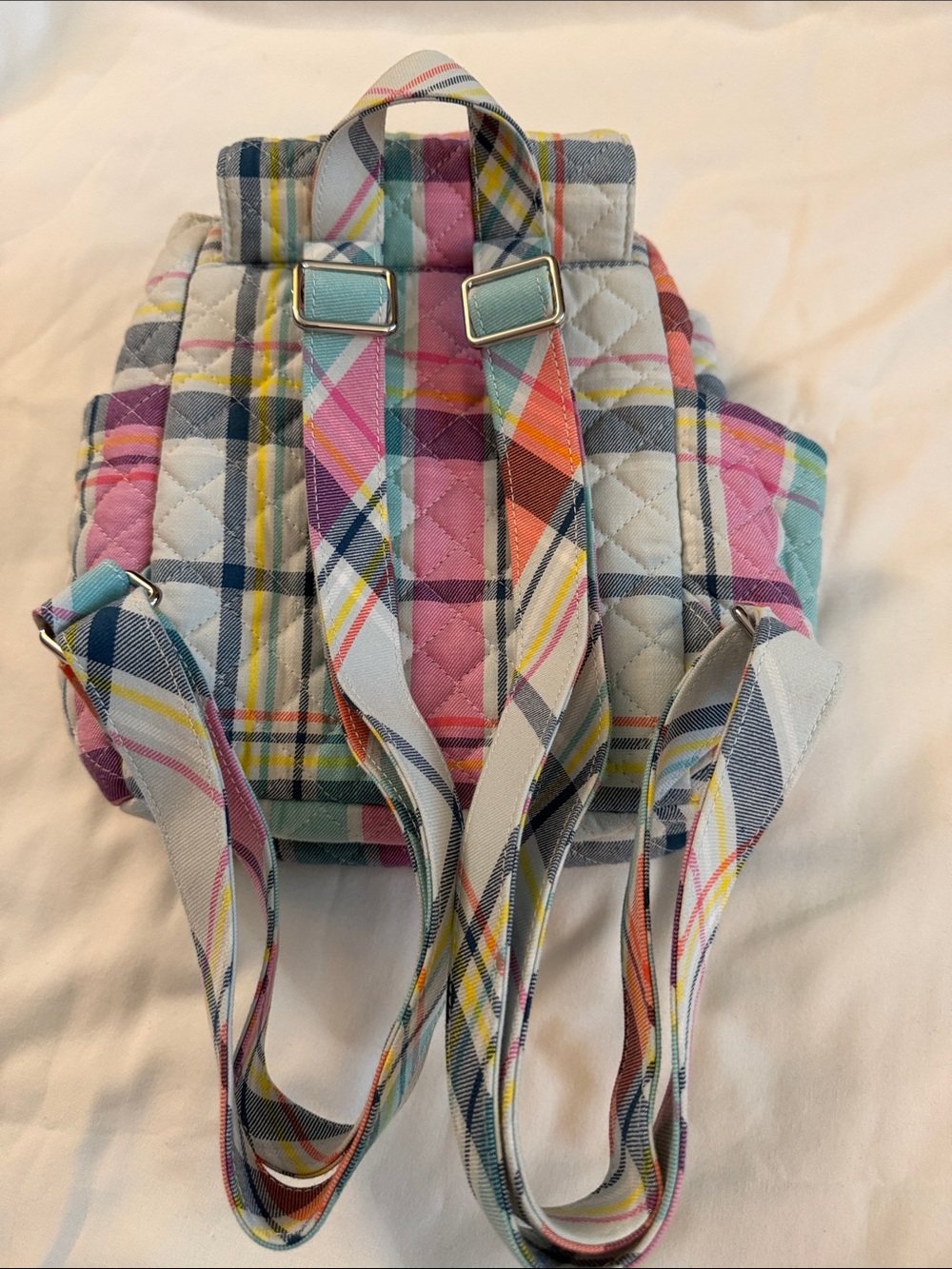 Vera Bradley Plaid Multicolor Mini-Backpack - Pink, Blue, Yellow - Picture 6 of 8